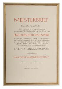 Meisterbrief Dachdeckermeister Klaus Glock